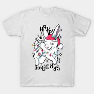 Hoppy Holidays hopping Christmas Bunny Rabbit T-Shirt